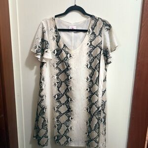 Buddy Love Snake Print Flutter Sleeve Mini Dress